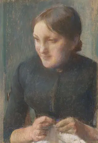 Girl At Needlework