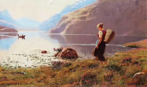 A Young Girl In A Fjordlandscape