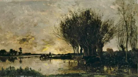 Коровы поят реку 1865