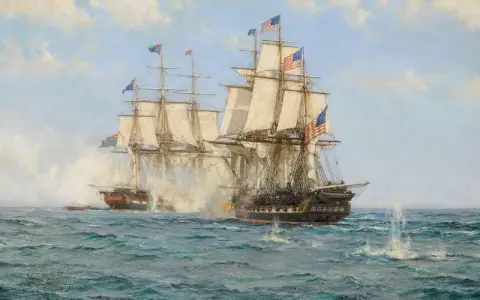 De verloving tussen de H.m.s. Shannon en de VS. Chesapeake 1 juni 1813, ca. 1946
