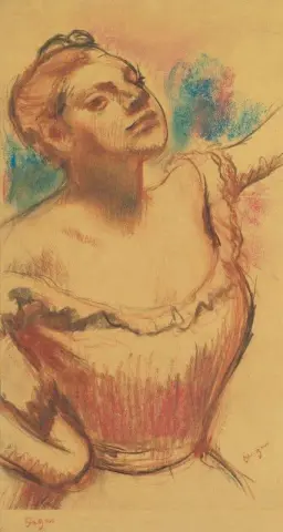 红色紧身胸衣舞者半身像 1899