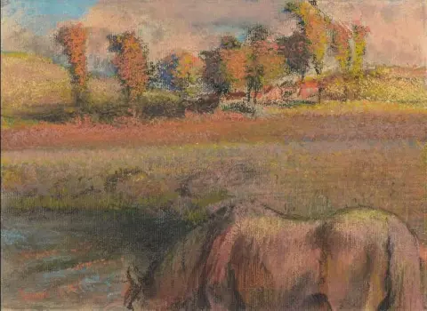 池塘边的马，约 1892 年