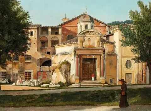 Otra parte de la Vía Sacra que pasa por el templo de Rómulo y Remo, ahora el pasillo de la iglesia de los Santos Cosmo y Damián.