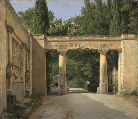 Vista del jardín de la Villa Borghese en Roma 1814