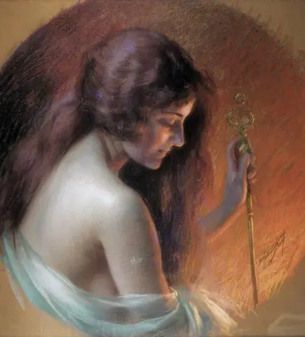 Female Figure Holding A Staff