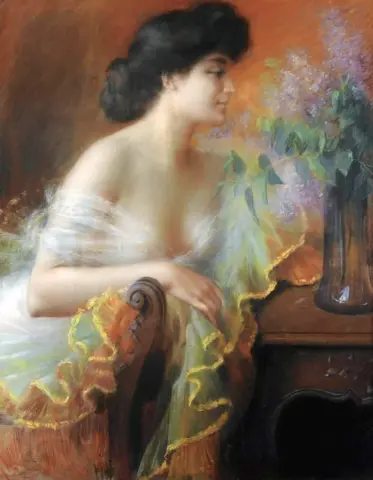 Woman with Lilac Bouquet