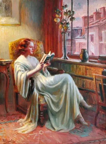 Woman Reading Near Window