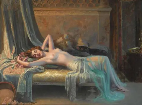Nude Lying with Bouquet of Roses