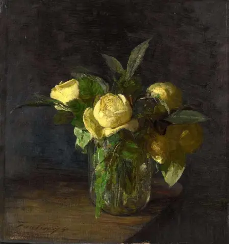 Rose gialle in un vaso 1874