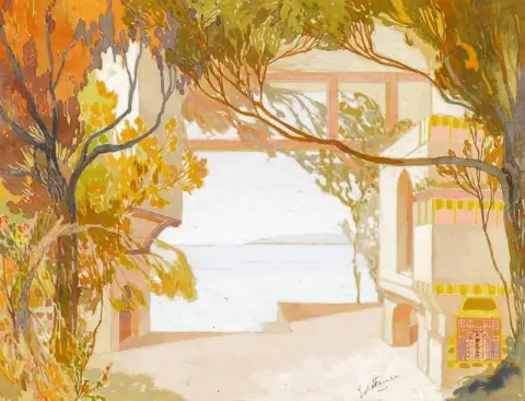 Design For A Stage Set. An Oriental Palace By The Sea