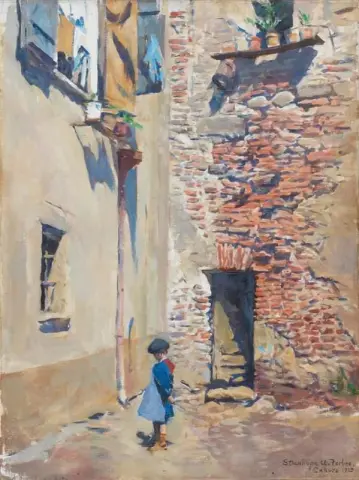 En flicka på en innergård Cahors 1925