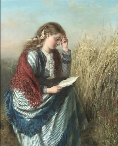 Een meisje dat in een maïsveld leest, 1858