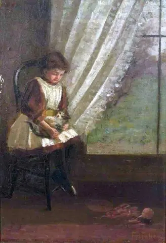 Flicka med katt ca 1890