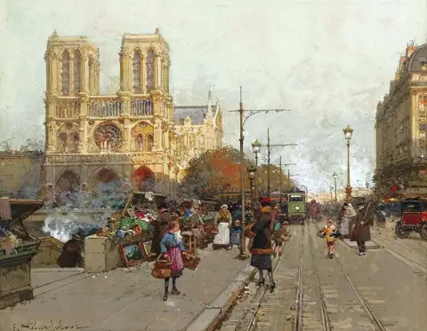 Notre Dame De Paris vom Quai de Montebello aus gesehen
