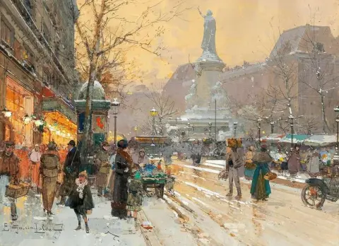 Pariser Place De La République im Regen