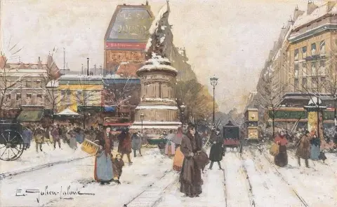 Der Place De Clichy im Schneepari