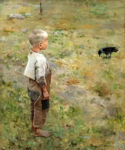 Gutt med en kråke 1884