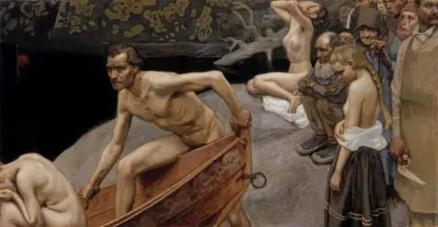 Ved elven av Tuonela Studer for fresker av Juselius-mausoleet