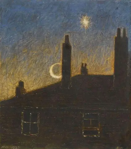 Parte trasera del número 13 de Calthorpe Road, luz de la luna, 1924
