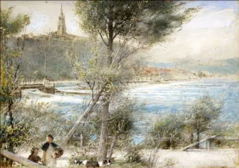 베른 스위스 아레 강(Aare River)의 전망