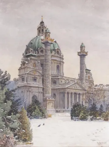 Die Karlskirche Im Winterlichen Wien