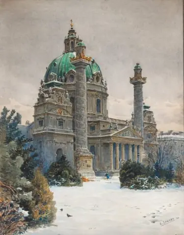 Die Wiener Karlskirche Im Winter