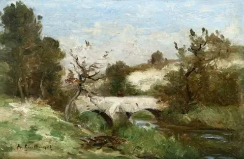 Figur på en bro ca 1880