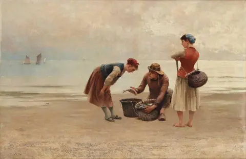Fisherfolk On The Beach