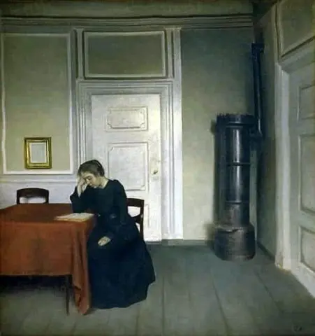 Una stanza nella casa dell'artista a Strandgade Copenhagen con la moglie dell'artista 1902