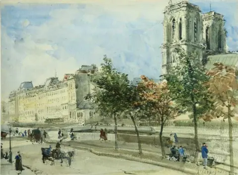 Le De La Cite 与巴黎圣母院的景观，约 1860 年