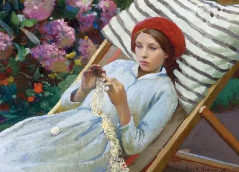 Ragazza con cappello rosso 1916