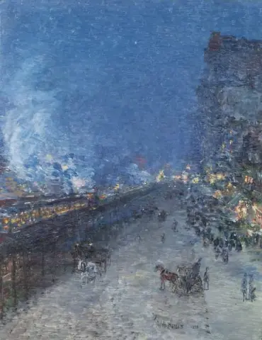 El El New York Sixth Avenue El--nocturno 1894