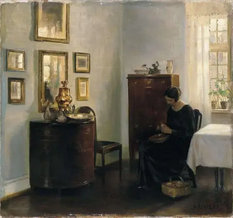 Nainen hedelmäkulholla noin 1900-1910