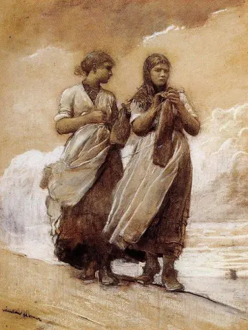 泰恩茅斯海岸上的渔夫女孩 1884