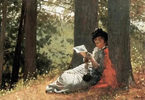 橡树下读书的女孩 1879