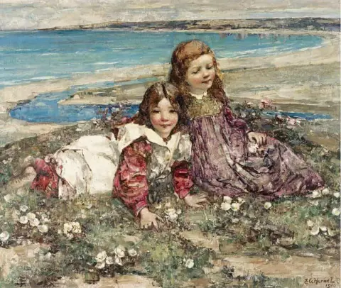 Duas meninas em um penhasco, 1910