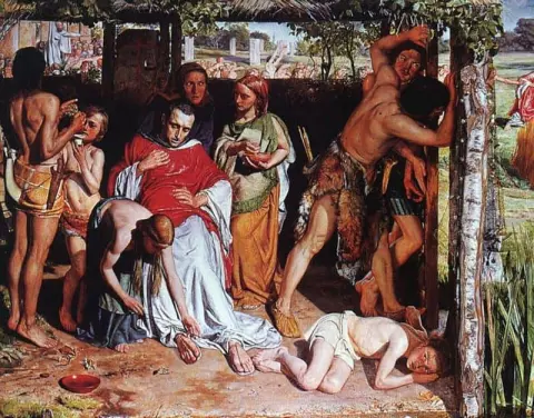 En omvendt britisk familie som beskytter en kristen prest fra forfølgelsen av druidene 1849-50