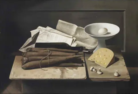 Et stilleben med osteegg og salsify