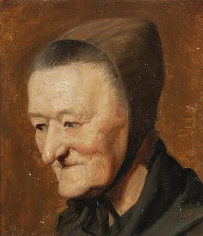 Retrato de una anciana con un capó 1882
