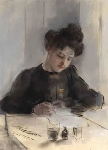 En flicka som skissar ca 1905