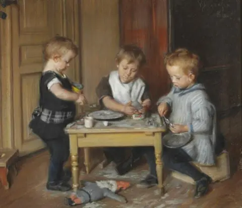 Three Of The Artist's Children At A Table 1886