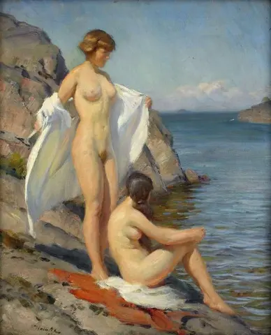 Badande Flickor Pa Klippor 1932