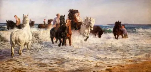 Άλογα που κολυμπούν στη θάλασσα, 1900