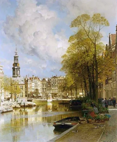 Näkymä Singelistä Munttoren Amsterdamiin