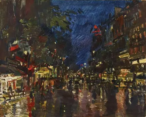 Boulevard Haussmann bij nacht 1927