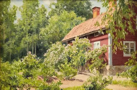 Blomsterprakt På Röd Stuga
