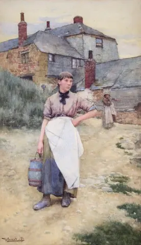 Una doncella del pueblo de Cornualles 1883