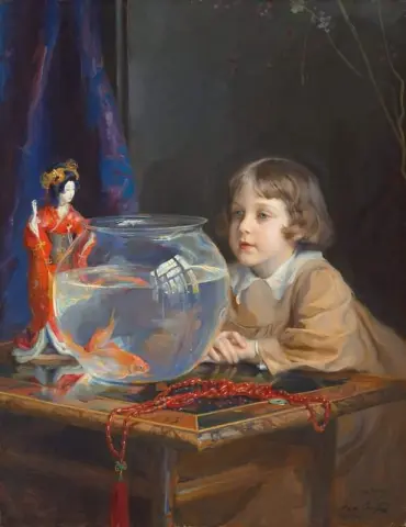 John De Laszlo And A Goldfish Bowl 1918