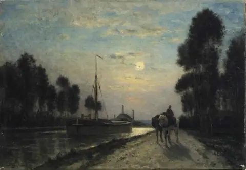 Der Ourcq-Kanal. Treidelpfad mit Mondeffekt, ca. 1876-82