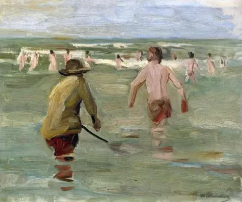 Bathing Boys With Crab Fisherman 1902
